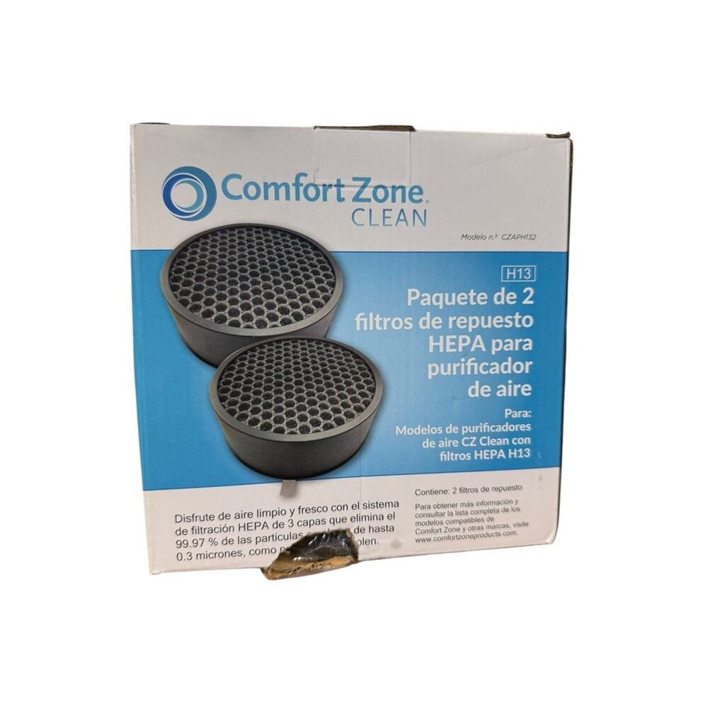 Comfort Zone Clean Air Purifier HEPA Replacement Filter 2 Pack New In Box